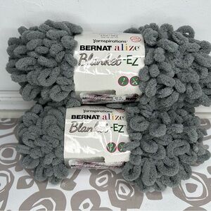 Lot of 2  Yarnspirations Bernat alize Blanket E-Z Yarn 6.4 oz 18 yds Dark Gray
